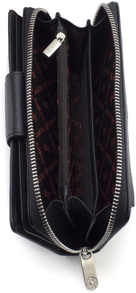 Черный женский кошелек крупного размера из натуральной кожи KARYA 69797