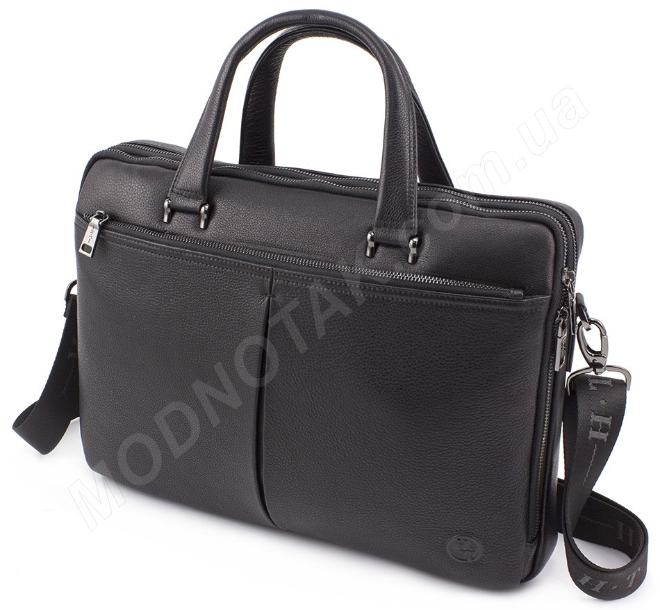 Деловая кожаная мужская сумка формата А4 (вмещает ноутбук) H.T Leather (10322)