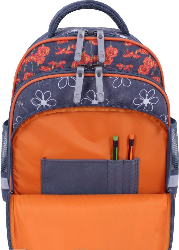 Школьный рюкзак из текстиля серого цвета с единорогом Bagland (53698)