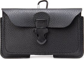 Горизонтальная мужская черная сумка из эко-кожи на брючный ремень Vintage (20349)