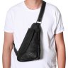 Повседневная мужская сумка-слинг из натуральной кожи флотар в черном цвете Vip Collection (21080) - 5