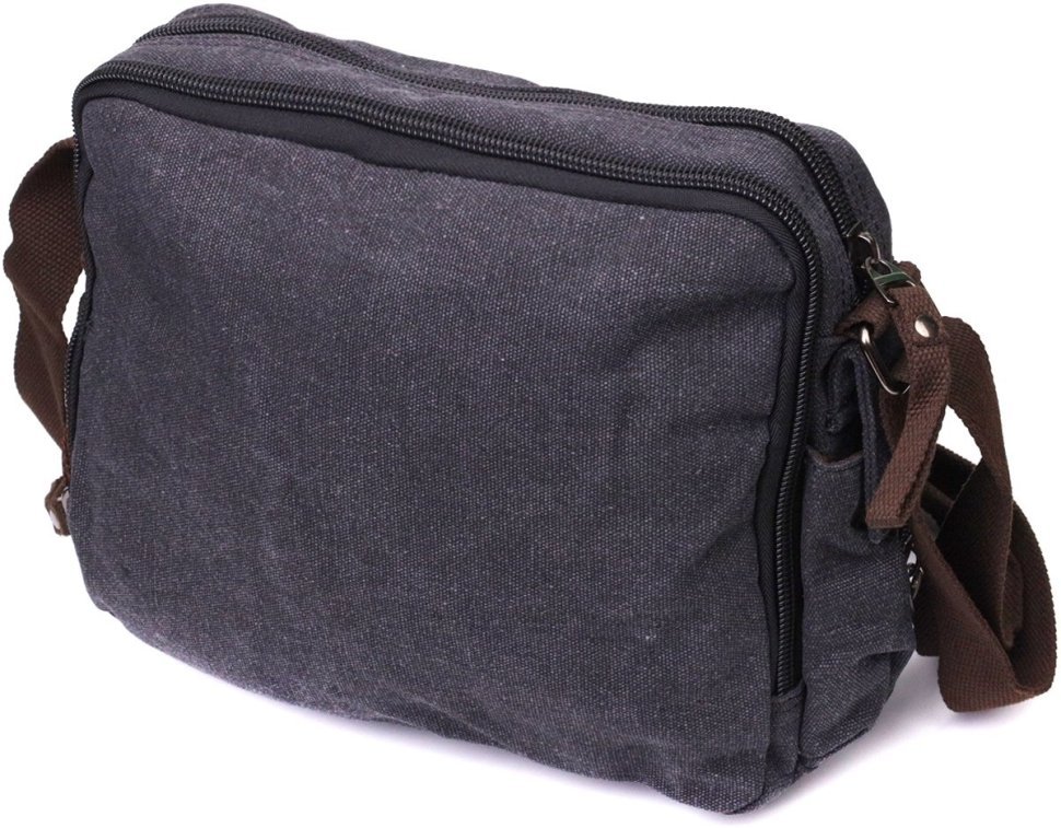Мужская сумка-мессенджер из плотного текстиля в черном цвете Vintage 2422204