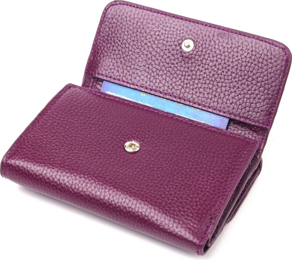 Фиолетовый женский кошелек из натуральной кожи флотар с монетницей CANPELLINI (2421589)