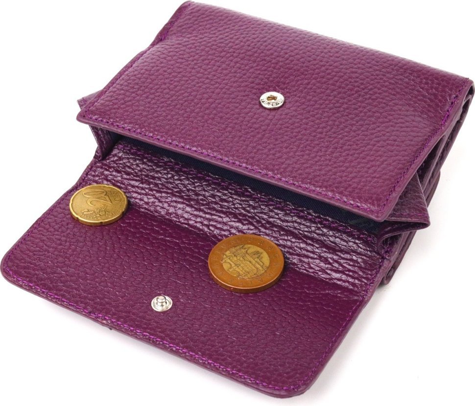 Фиолетовый женский кошелек из натуральной кожи флотар с монетницей CANPELLINI (2421589)