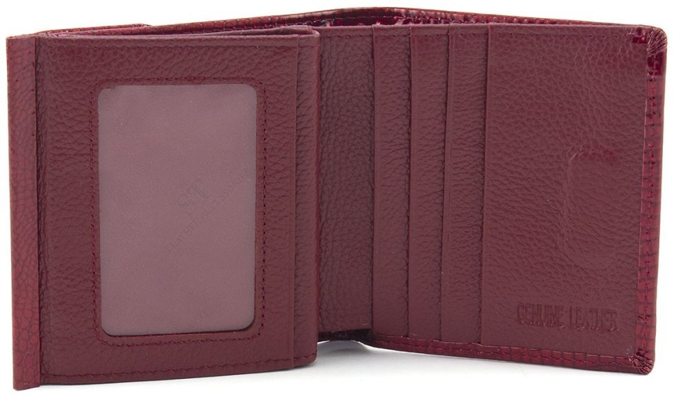 Красный женский кошелек из лаковой кожи с монетницей ST Leather 70799