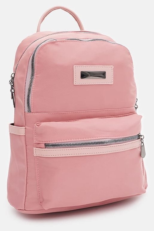 Недорогой женский текстильный рюкзак розового цвета на две молнии Monsen 71799