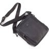 Мужская сумка-барсетка черного цвета из натуральной кожи на два отделения H.T Leather (62199) - 5
