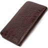Вместительный кошелек из натуральной кожи коричневого цвета с тиснением под крокодила BOND (2421982) - 2