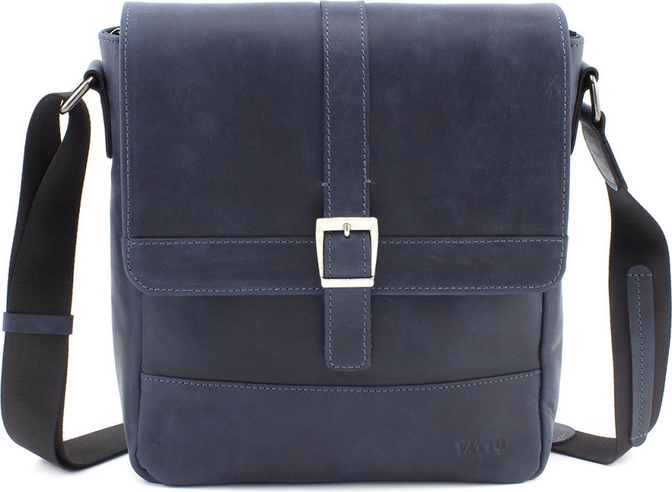 Мужская сумка синего цвета из матовой кожи Крейзи VATTO (11641)