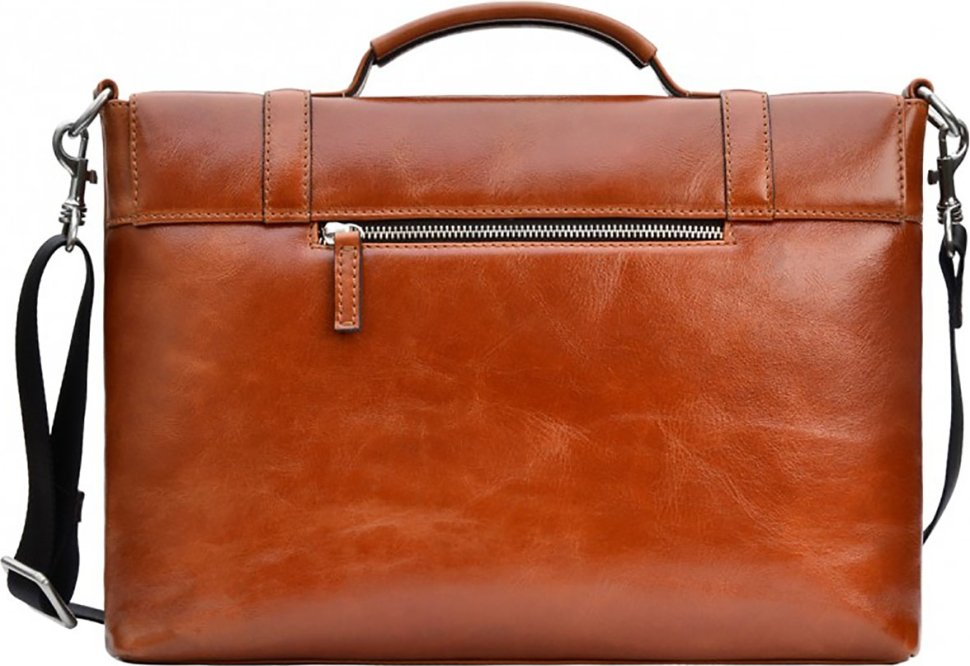 Стильный мужской кожаный портфель рыжего цвета Issa Hara (21179)