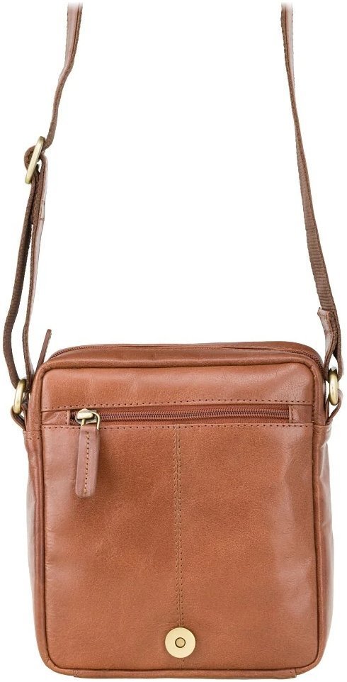 Маленькая кожаная мужская сумка светло-коричневого цвета на плечо Visconti Messenger Bag 69299