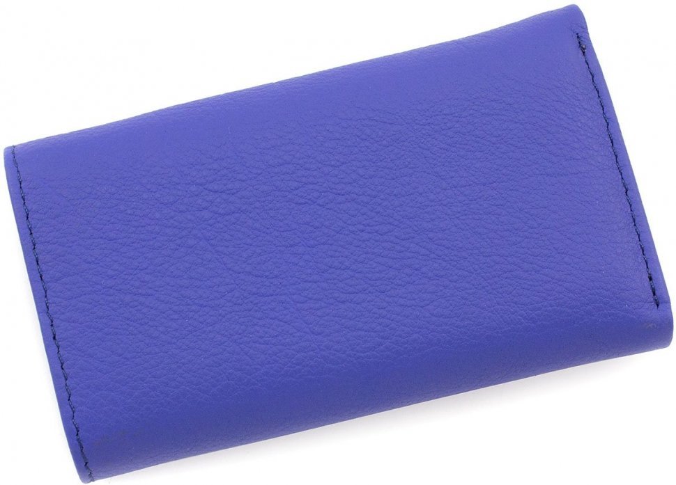 Яркая кожаная ключница синего цвета с фиксацией на кнопках ST Leather (14020)