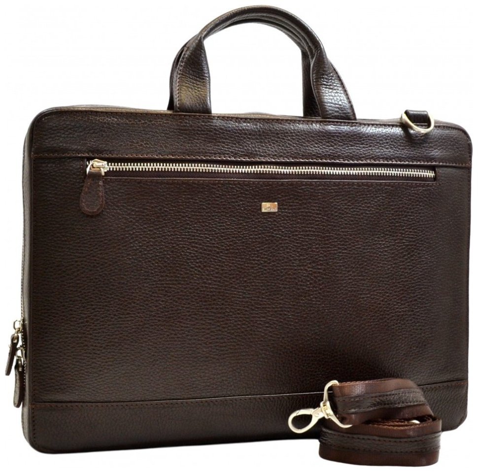 Большой мужской портфель из натуральной качественной кожи коричневого цвета Desisan 80000 modnotak фото №6