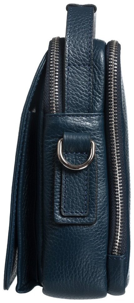 Мужская сумка-барсетка из фактурной кожи синего цвета на две молнии DESISAN 80300 фото №3 Мужская сумка-барсетка из фактурной кожи синего цвета на две молнии DESISAN 80300 modnotak фото №3