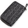 Чорний гаманець-клатч на дві блискавки з екзотичної шкіри крокодила CROCODILE LEATHER (024-18274) - 2