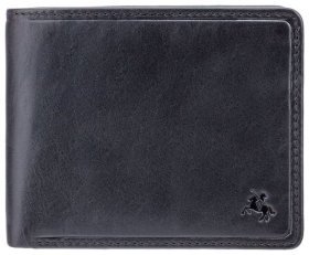 Маленький черный мужской кошелек из высококачественной кожи без застежки Visconti Francesca 70700