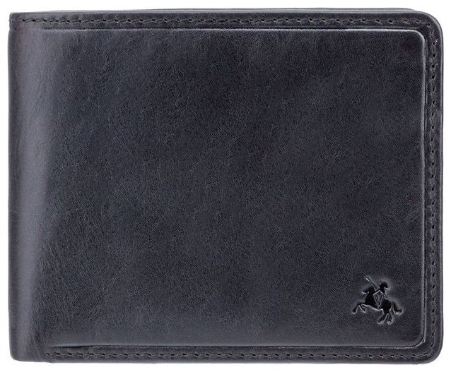 Маленький чорний чоловічий гаманець із високоякісної шкіри без застібки Visconti Francesca 70700