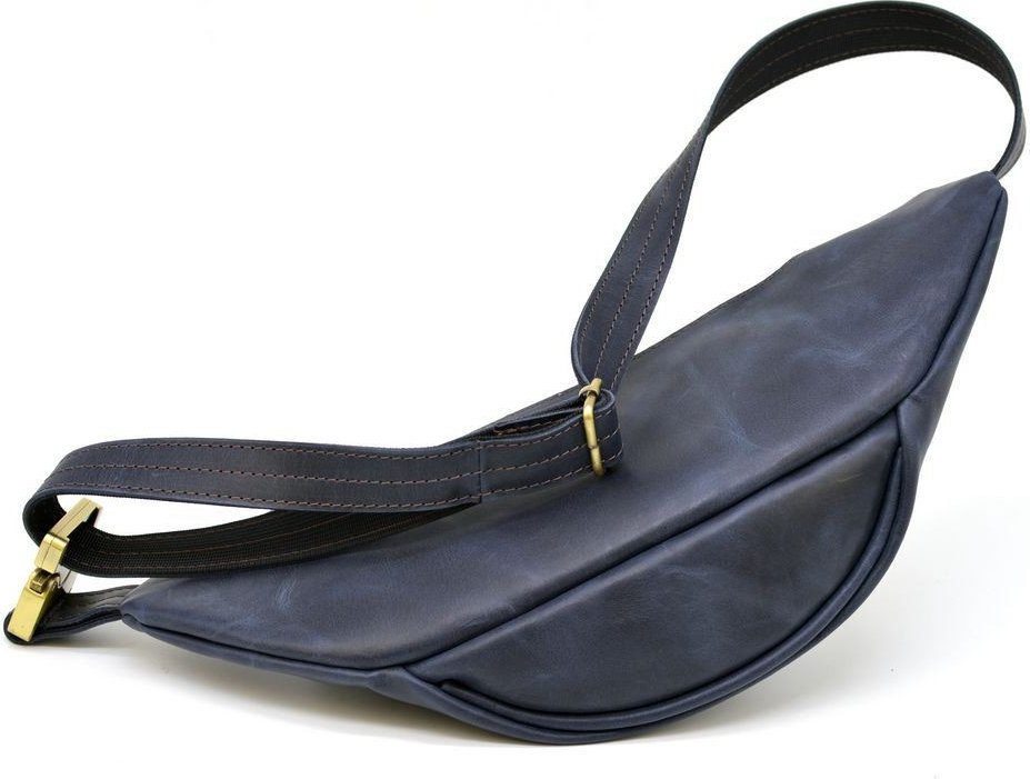 Темно-синя вінтажна сумка на пояс із натуральної шкіри TARWA (21642)