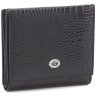 Компактний жіночий гаманець чорного кольору з лакової шкіри під рептилію ST Leather 70800