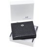 Компактний жіночий гаманець чорного кольору з лакової шкіри під рептилію ST Leather 70800 - 7