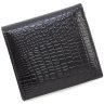 Компактный женский кошелек черного цвета из лаковой кожи под рептилию ST Leather 70800 - 3