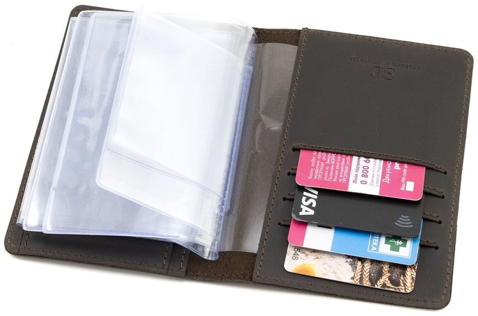 Темно-коричневая кожаная винтажная обложка для автодокументов с изображением Мерседес Глендваген 90800 modnotak фото №8