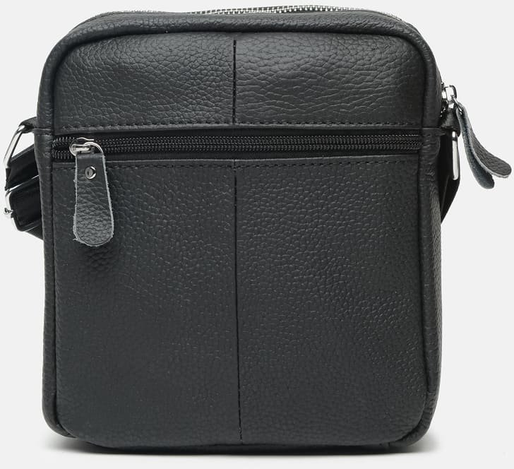 Мужская черная кожаная сумка-планшет на две молнии через плечо Borsa Leather (15614)