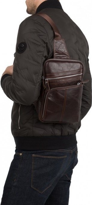 Чоловік рюкзак з натуральної шкіри коричневого кольору VINTAGE STYLE (14624)