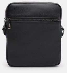 Средняя мужская кожаная сумка-планшет на плечо черного цвета Keizer 71600