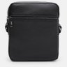 Средняя мужская кожаная сумка-планшет на плечо черного цвета Keizer 71600 - 2