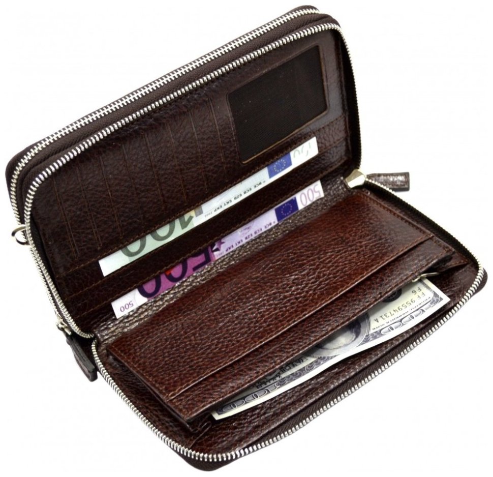 Мужская барсетка-клатч из зернистой кожи коричневого цвета с кистевым ремешком DESISAN 81800 фото №4 Мужская барсетка-клатч из зернистой кожи коричневого цвета с кистевым ремешком DESISAN 81800 modnotak фото №4