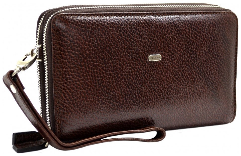 Мужская барсетка-клатч из зернистой кожи коричневого цвета с кистевым ремешком DESISAN 81800 фото №6 Мужская барсетка-клатч из зернистой кожи коричневого цвета с кистевым ремешком DESISAN 81800 modnotak фото №6