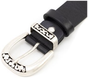 Женский итальянский ремень из натуральной кожи с винтажной пряжкой Gherardini 35291 Черный