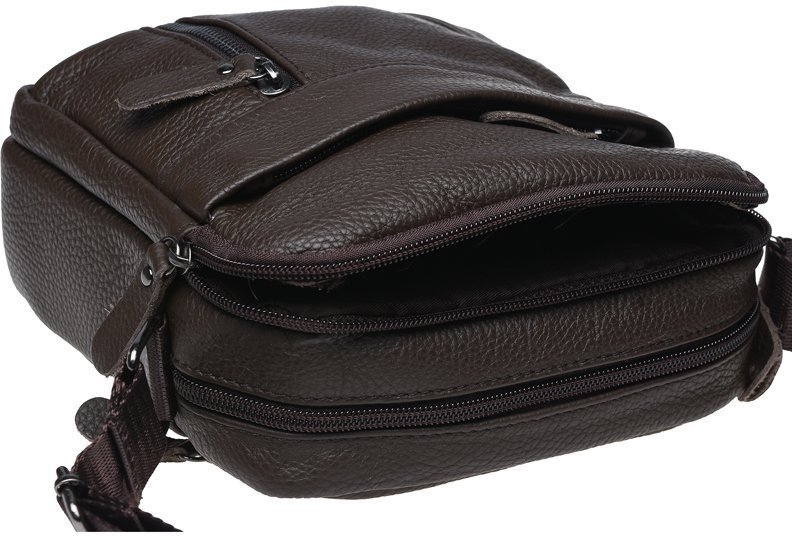 Наплечная мужская сумка в небольшом размере из натуральной кожи Borsa Leather (15661)