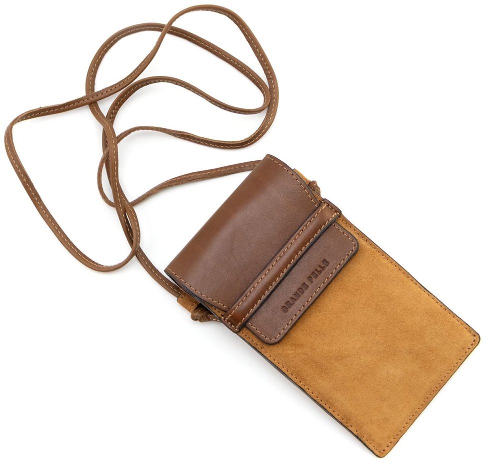 Жіноча шкіряна сумочка для телефону Grande Pelle 102300 (Італійська шкіра) modnotak фото №4