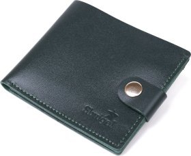 Добротное кожаное портмоне зеленого цвета с хлястиком на кнопке Shvigel (2416469)