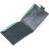 Добротне шкіряне портмоне зеленого кольору з хлястиком на кнопці Shvigel (2416469) - 4