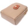 Женская сумка трапециевидной формы из натуральной кожи Vintage 22271 Бежевая