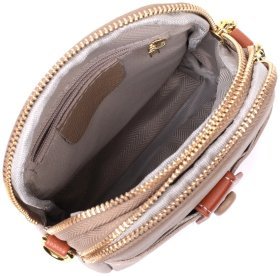 Женская сумка трапециевидной формы из натуральной кожи Vintage 22271 Бежевая