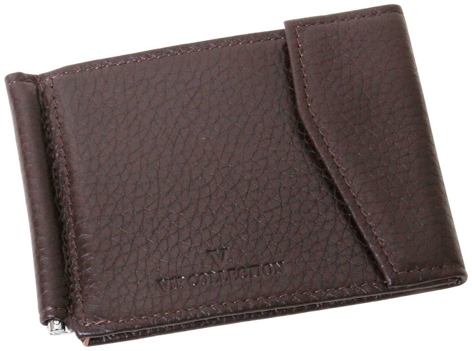 Зажим кожаный с фиксацией на кнопку Vip Collection 102600 (коричневый) фото №1 Зажим кожаный с фиксацией на кнопку Vip Collection 102600 (коричневый) modnotak фото №1