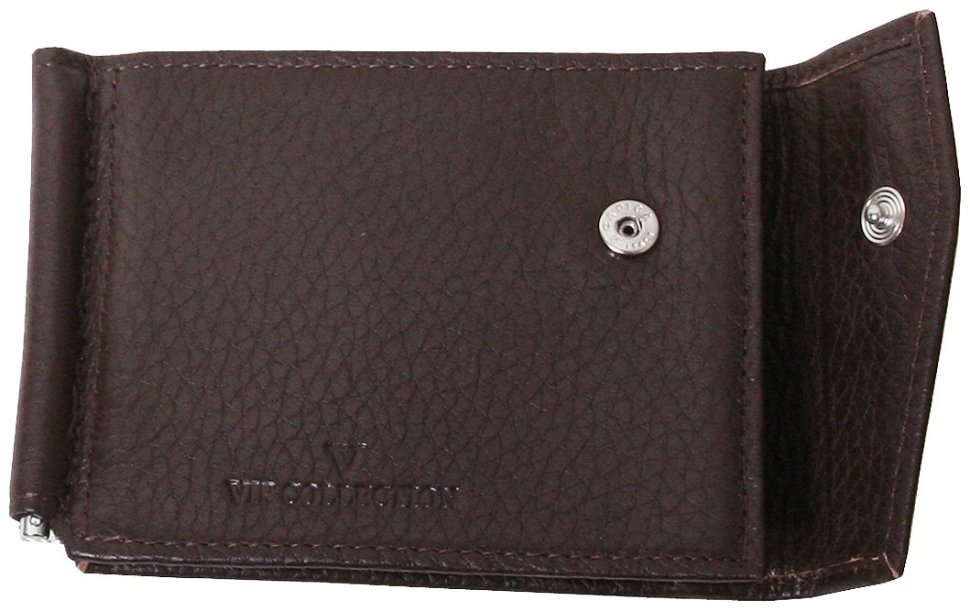 Зажим кожаный с фиксацией на кнопку Vip Collection 102600 (коричневый) фото №2 Зажим кожаный с фиксацией на кнопку Vip Collection 102600 (коричневый) modnotak фото №2