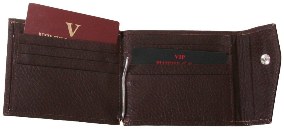 Зажим кожаный с фиксацией на кнопку Vip Collection 102600 (коричневый) фото №3 Зажим кожаный с фиксацией на кнопку Vip Collection 102600 (коричневый) modnotak фото №3