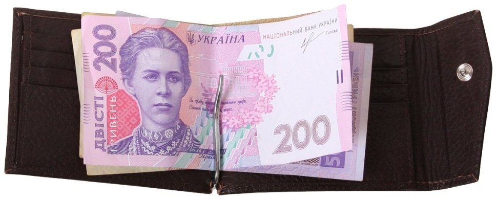 Зажим кожаный с фиксацией на кнопку Vip Collection 102600 (коричневый) фото №4 Зажим кожаный с фиксацией на кнопку Vip Collection 102600 (коричневый) modnotak фото №4