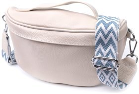 Кожаная женская сумка через плечо в классическом белом цвете Vintage 22656