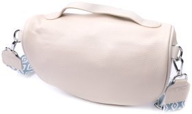 Кожаная женская сумка через плечо в классическом белом цвете Vintage 22656