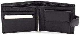 Чоловічий шкіряний гаманець на кнопці із затискачем ST Leather 102800 (чорний)