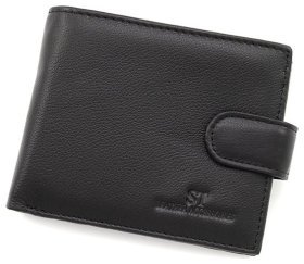 Чоловічий шкіряний гаманець на кнопці із затискачем ST Leather 102800 (чорний)