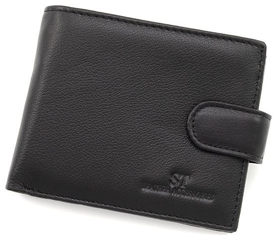 Мужской кожаный кошелек на кнопке с зажимом ST Leather 102800 (черный) modnotak фото №1