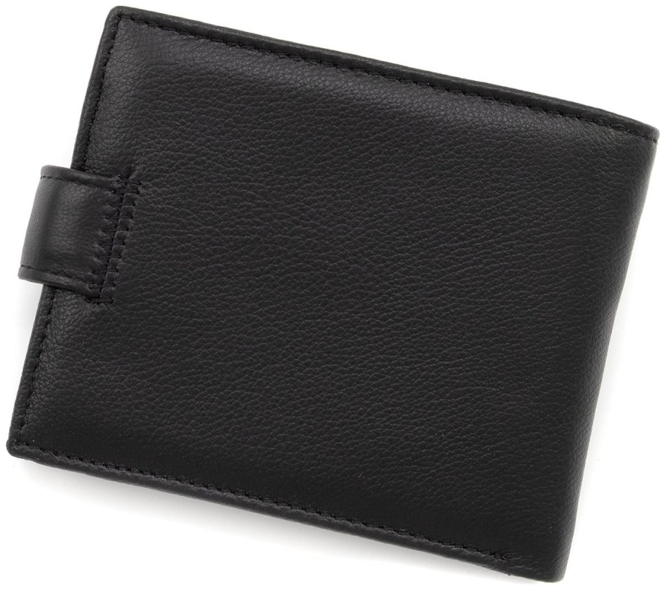 Мужской кожаный кошелек на кнопке с зажимом ST Leather 102800 (черный) modnotak фото №3