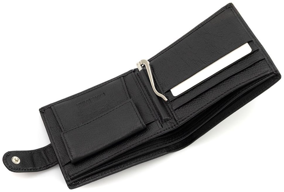 Мужской кожаный кошелек на кнопке с зажимом ST Leather 102800 (черный) modnotak фото №4